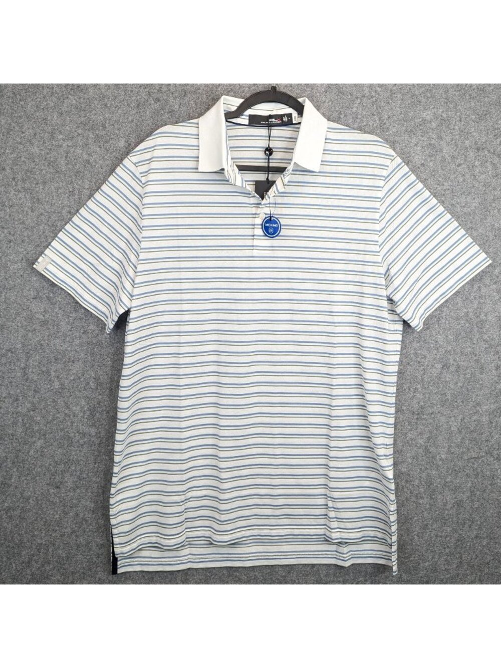 RLX Ralph Lauren Performance Polo Mens M White Multi Stripe Golf Shirt NWT
